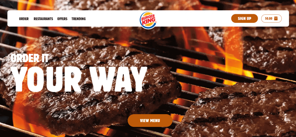 Pentingnya memilih foto untuk desain website - halaman utama Burgerking