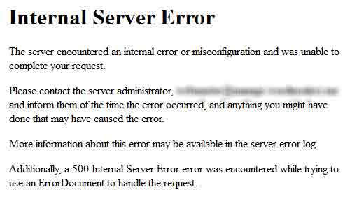 internal server error pada WordPress