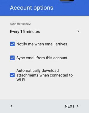 setting email android
