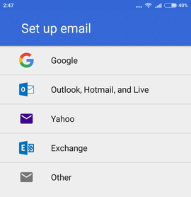 setting email di android