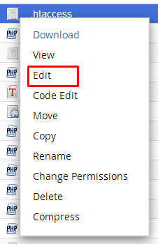 edit file htaccess