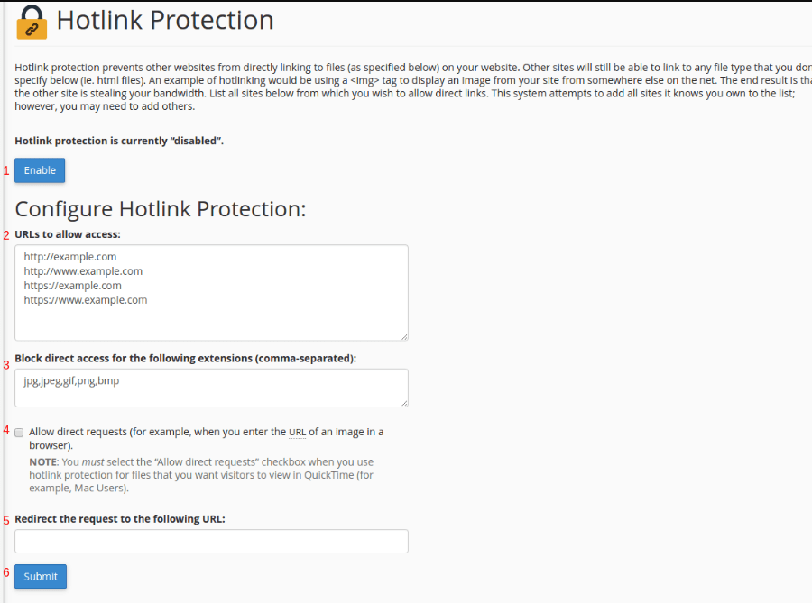 hotlink protection configuration