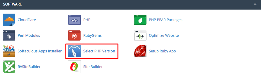 select PHP version untuk mengubah maximum file upload di cpanel