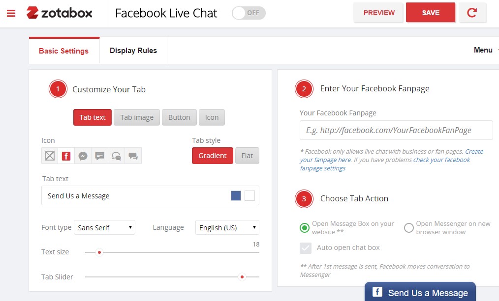 setingan live chat facebook