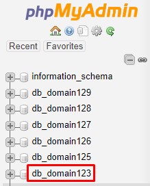 database name that has not been changed