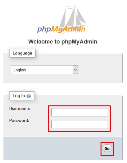 input username dan password mysql