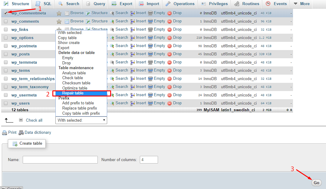 repair database yang dapat dilihat setelah mengetahui cara login phpmyadmin
