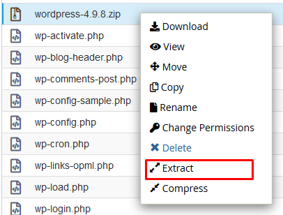 cara install wordpress extract