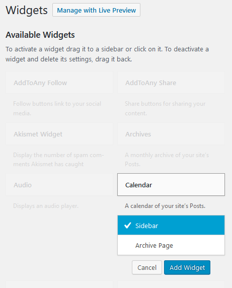 cara menambahkan widget di wordpress v