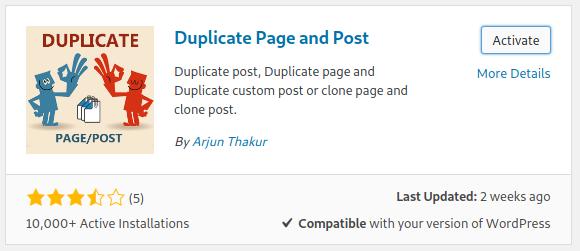 cara duplikat website wordpress - duplicate post and page (opsi di page)
