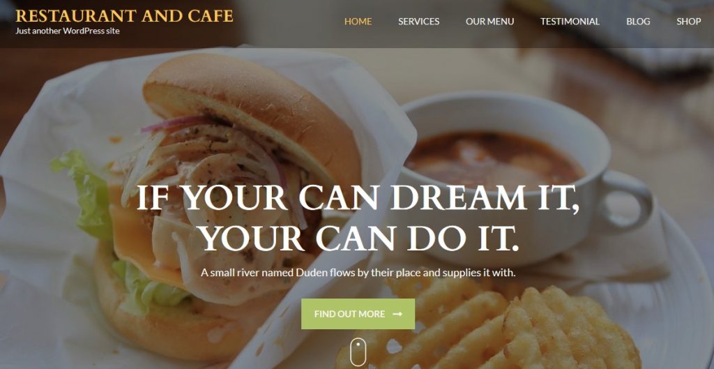 template WordPress gratis Restauran and Cafe