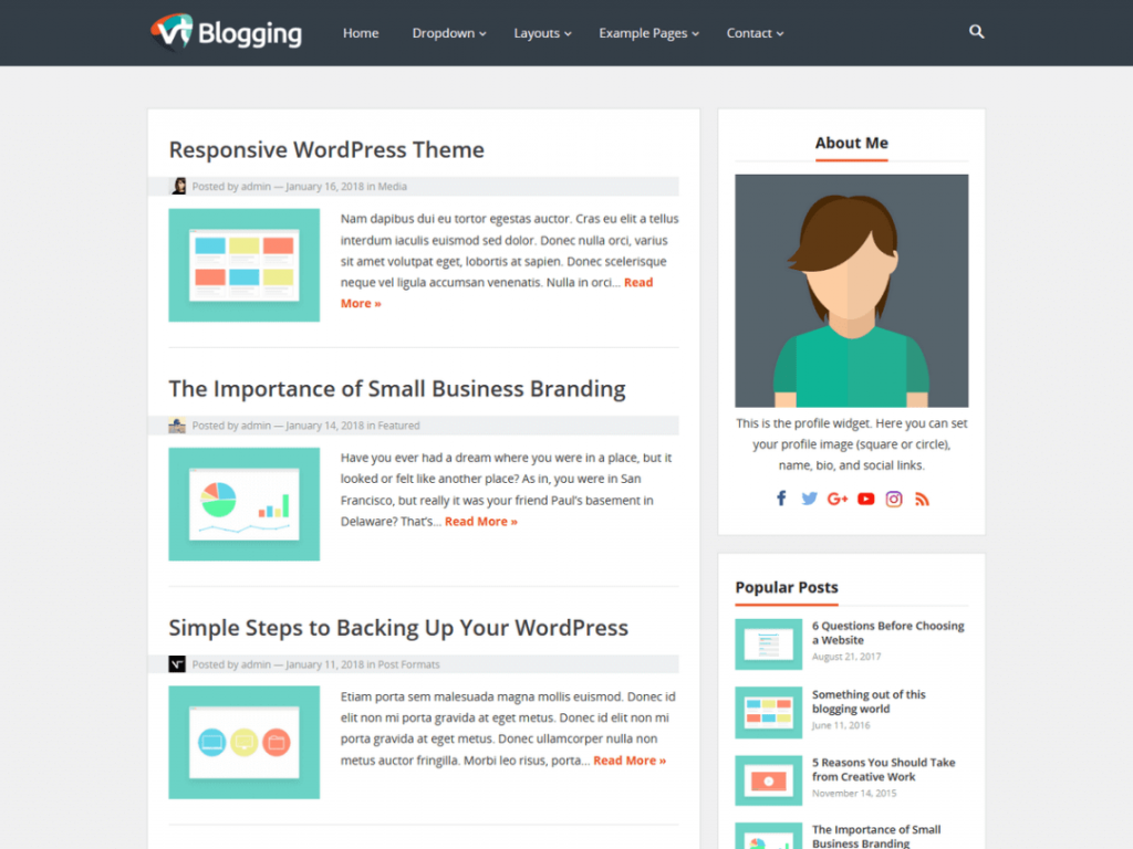Template WordPress gratis vt blogging