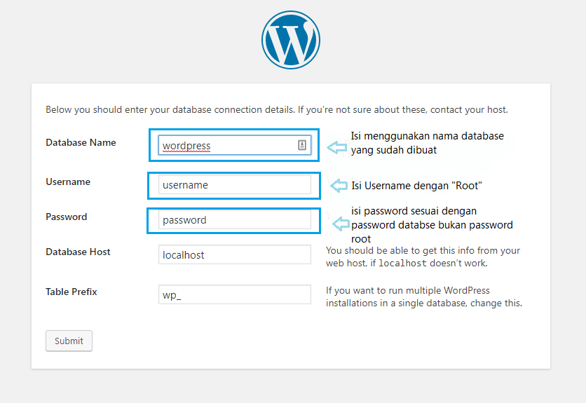 Setting WordPress dalam Cara Instal WordPress di Debian 9