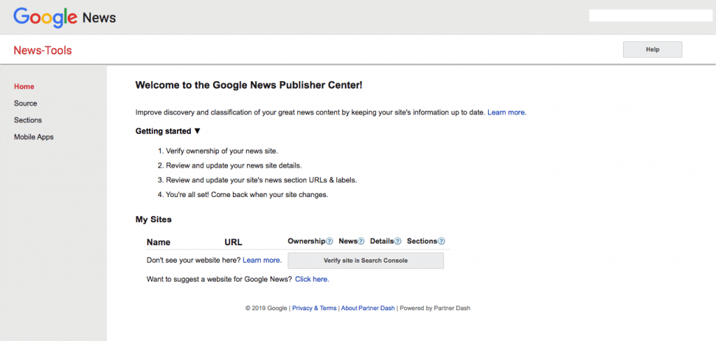 cara daftar google news - google news publisher center