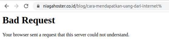 Contoh error 400 bad request URL tidak sesuai