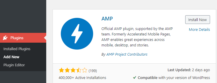 Plugin resmi Google AMP WordPress