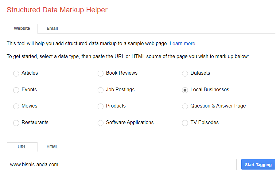 halaman google structured data markup helper