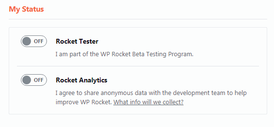 wp rocket status