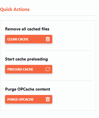 Fitur Quick Actions yang disediakan plugin cache WP Rocket