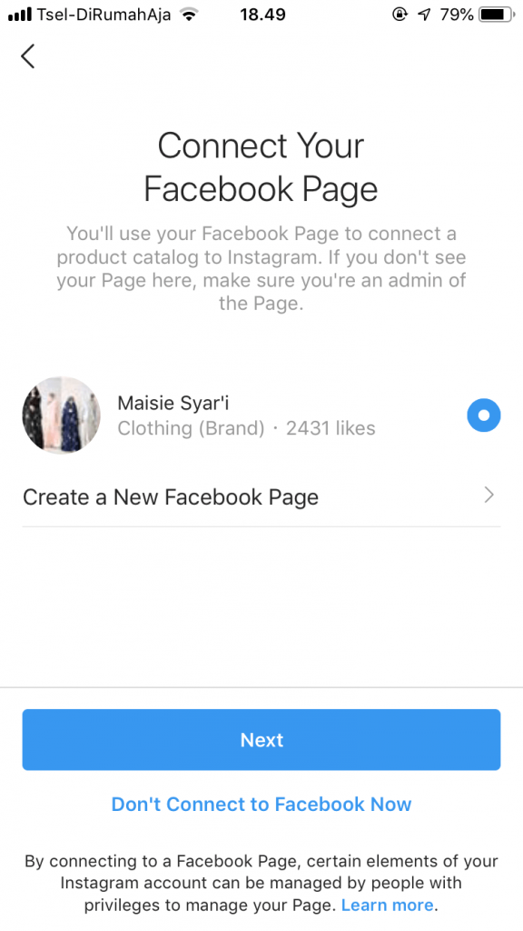Cara membuat akun bisnis instagram dengan menghubungkan ke Facebook Page