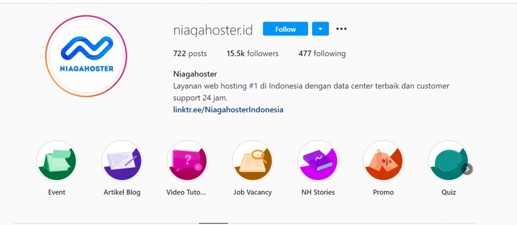 Optimasi Profil Instagram Bisnis yang dilakukan oleh Niagahoster