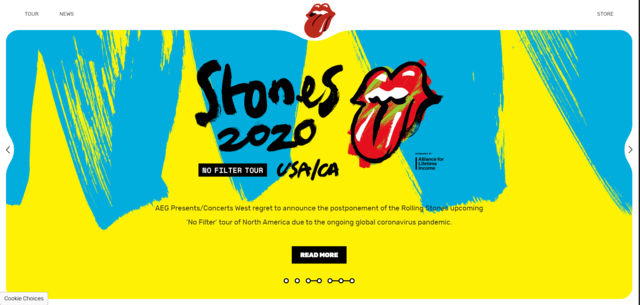 The Rolling Stones merupakan contoh website WordPress