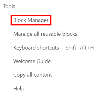 block manager gutenberg